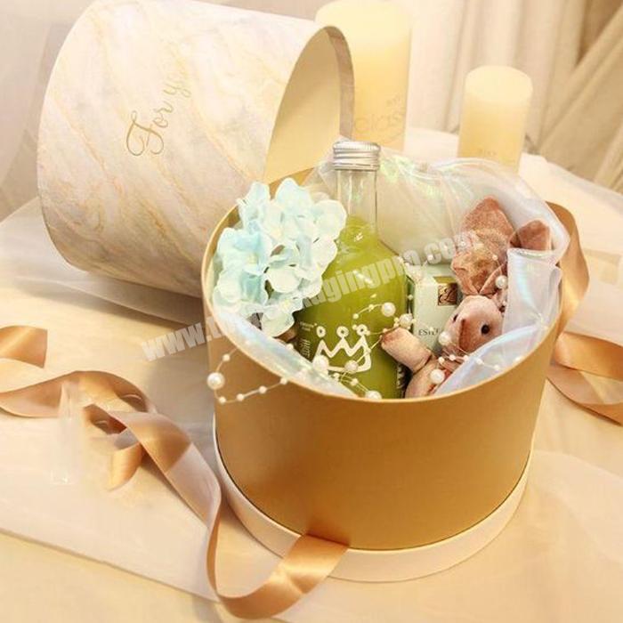 2019 Wholesale Customized Round Flower Paper Gift Box Wedding Tube Flower Snack Decoration Storage Box With Drawer Wholesale