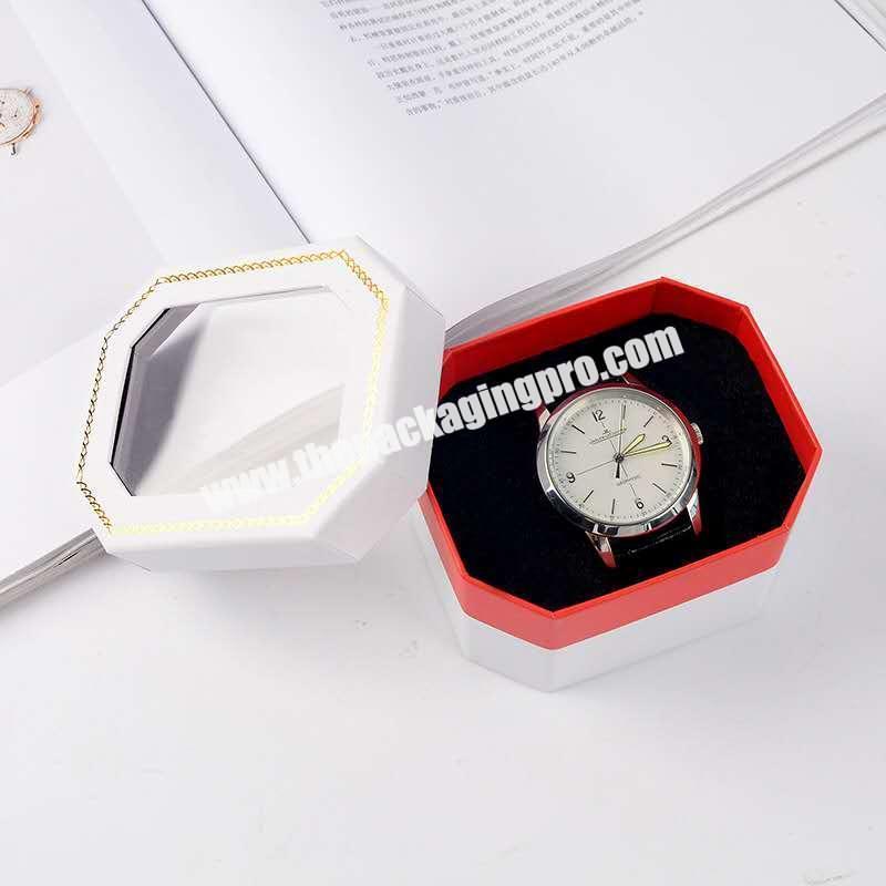 2020 Amazon best-selling octagonal watch box has an octagonal lid with a window on it