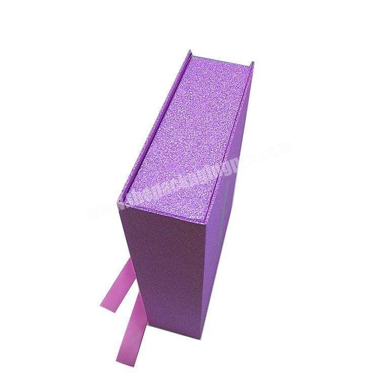 2020 best selling cardboard luxury custom pink glitter wig packaging gift box with satin