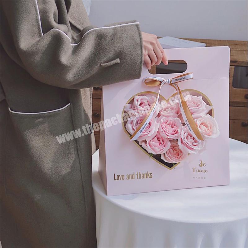 2020 Cheap New Arrive Sweet Wedding Favor Gift Packaging Box Mother's Day Love Carry Flower Box Paper Bag