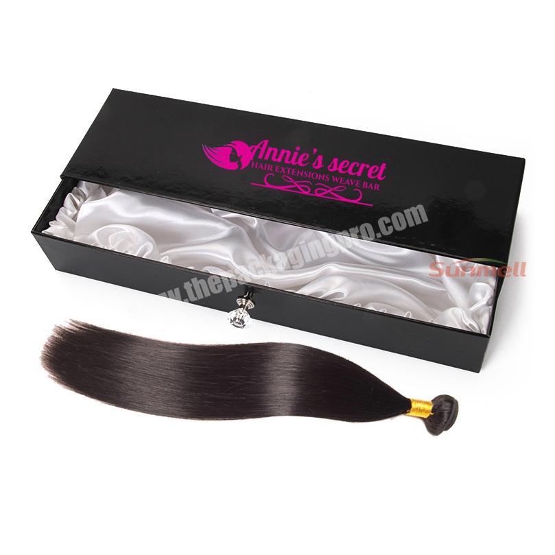 2020 custom wig bundle hair extension packaging boxes custom logo with silk and crystal handle