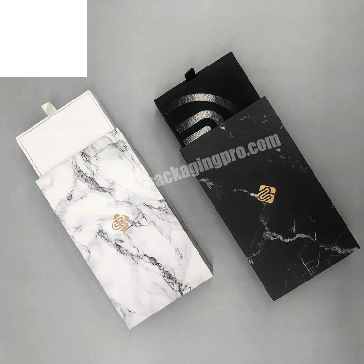 2020 Customized color drawer box hot stamping marble printing paper box with matt lamination