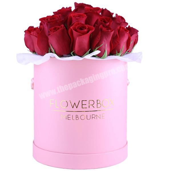 2020 hot printing custom pink cardboard rose luxury round hat box for flowers