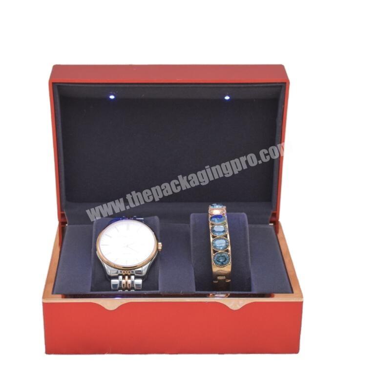 2020 hot sale LED light couple watches box and Jewelry packaging display box for watch bracelet  bangle
