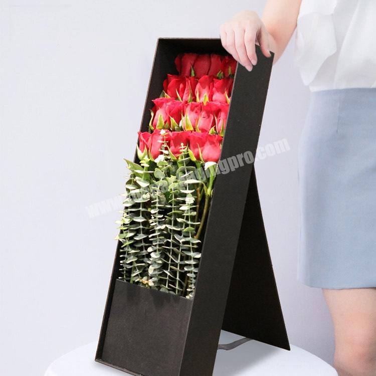 2020 hot sale rectangular bouquet packaging box flowers gift box transparent support rose Box