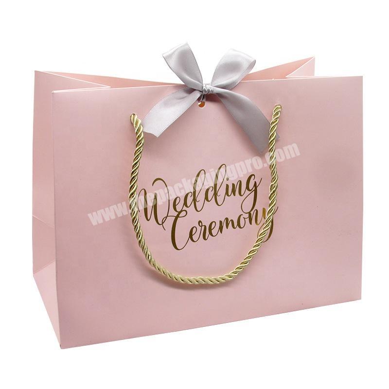 2020 Hot Selling Customized Size And Printing Wedding Return Gift Paper Bag With Ribbon Decoration