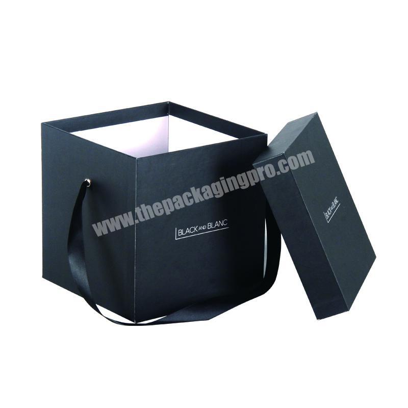 2020 Luxury Black Rose Flower Box Cardboard Square Package Gift Boxes with Ribbon in stock