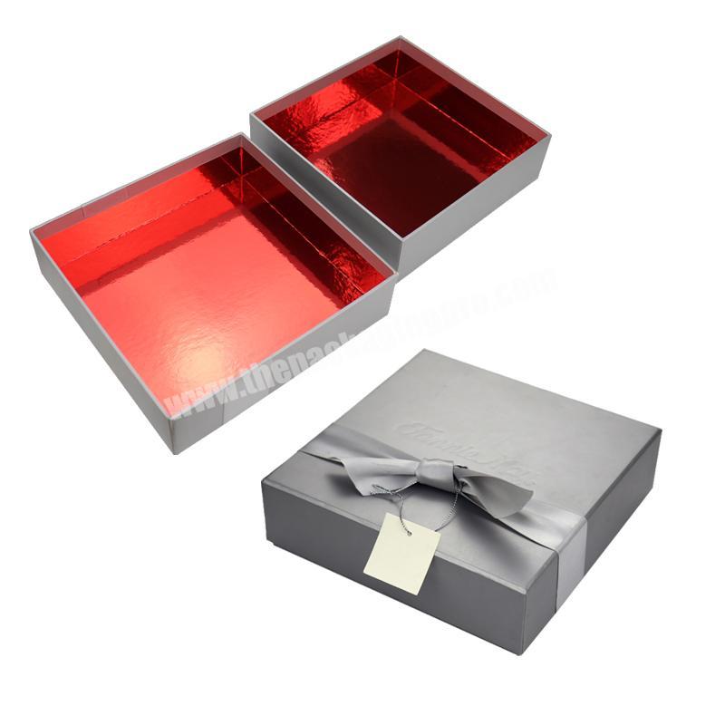 2020 Modern design custom sliver luxury paper gift box with ribbon bow for dealer