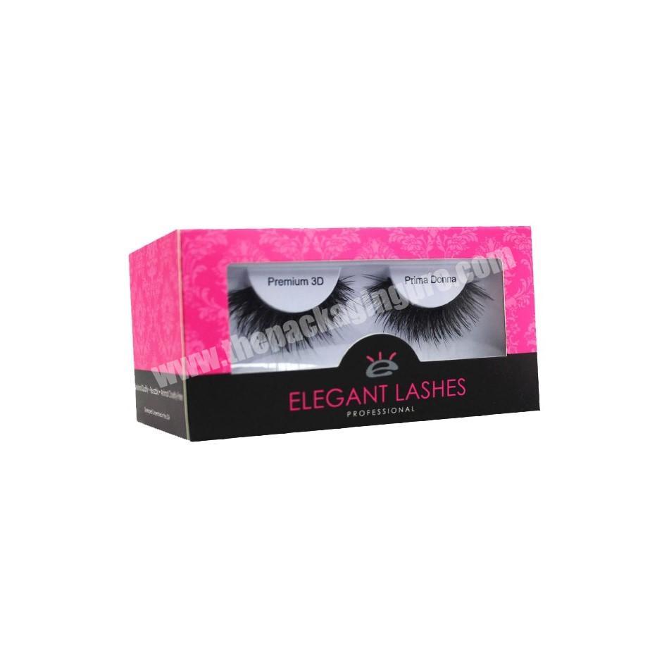 2020 private label custom 3D mink lashes pink folding Eyelash Packaging Box with window