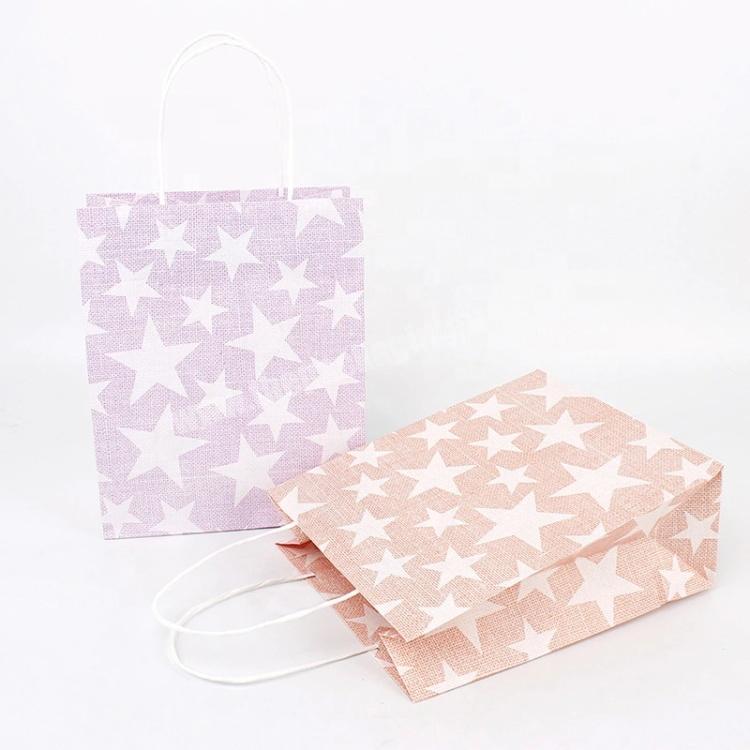 2020 Stars Design White Kraft Door Gift Paper Bag for Shopping