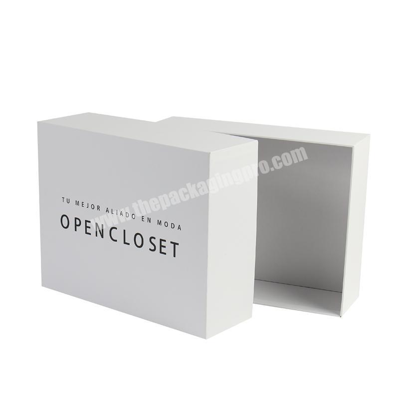 2020 Wholesale Custom White Rigid Thick Card Paper Clamshell Apparel Gift Box