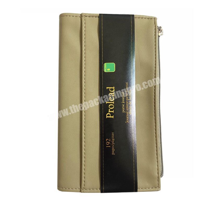 Custom 2020 Wholesale Khaki PU leather Custom FSC paper Notebook journal with printing pen holder