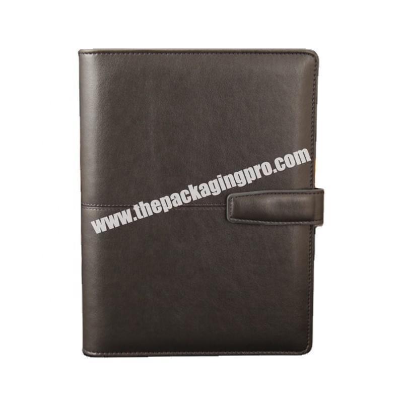2021 New Black Brown Loose Leaf Business Journal Academic Diary Agenda Organizer Pen Loop Magnetic Closure PU Leather Notebook