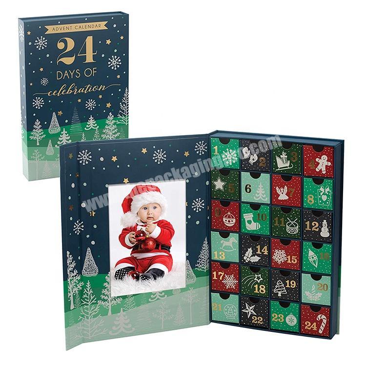 Factory Made Christmas Printing Cardboard Display chocolate advent calendar carton packaging box