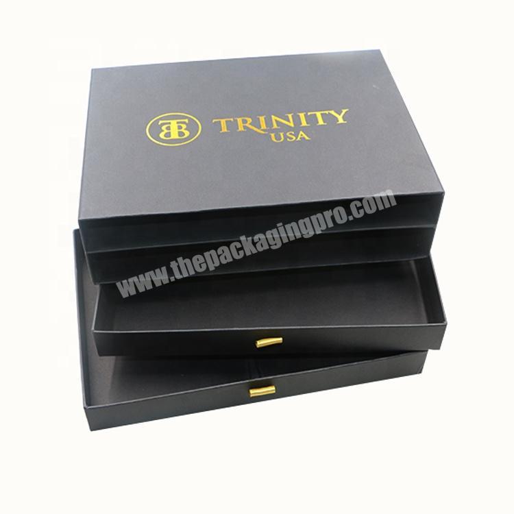 New Arrival custom logo 2-layers rigid Sliding make up storage cosmetic Paper Gift  drawer Packaging Box with Ribbon