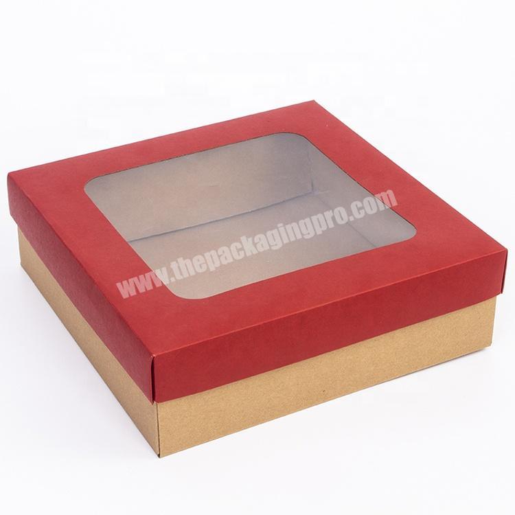 Cheap Top Brown Paper Gift Kraft Boxes With Clear Lids