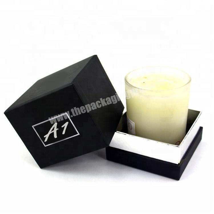China Manufacturer Black Custom Logo 2 piece rigid Perfume Bottles Candle Packaging Box