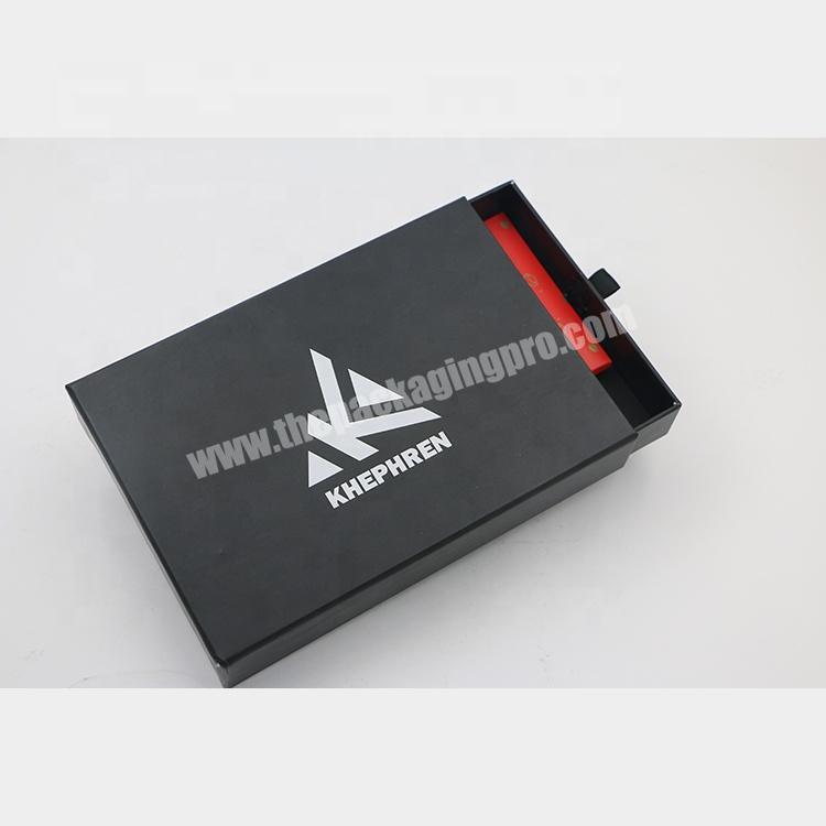 China manufacturer Black Gift Slide Open Box Packaging Custom Logo