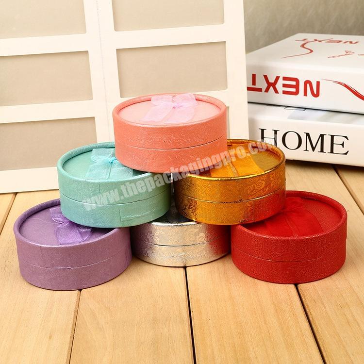 Multi-color Round tube Ring Necklace Bracelets Bangles cases Cardboard Jewelry Box Packaging with Sponge