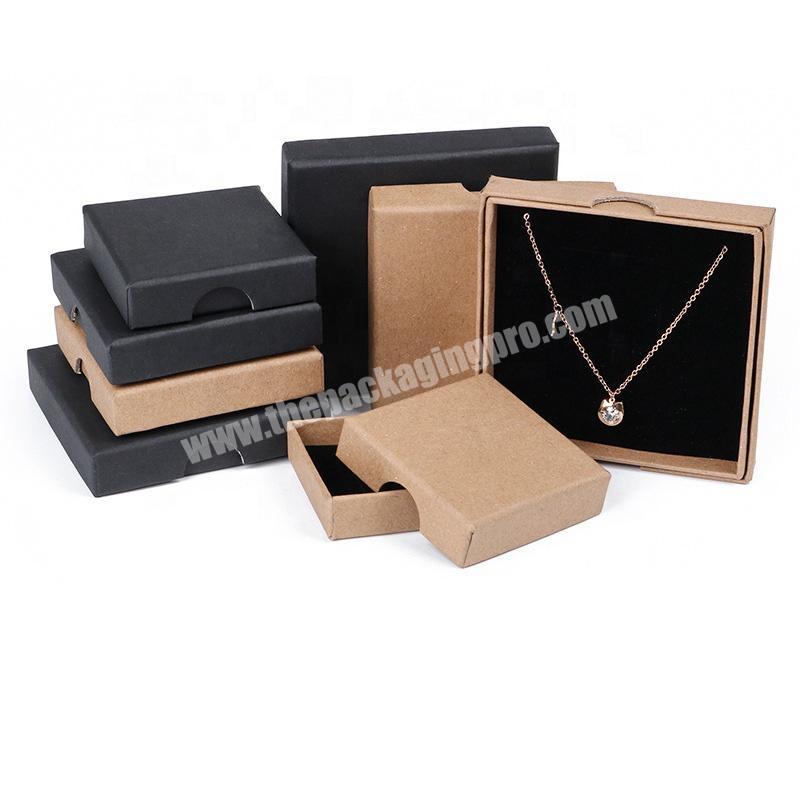 Luxury Eco Small 2 Pieces Rigid Cardboard Hard Paper Necklace Earring Ring Gift Packaging Jewelry Box