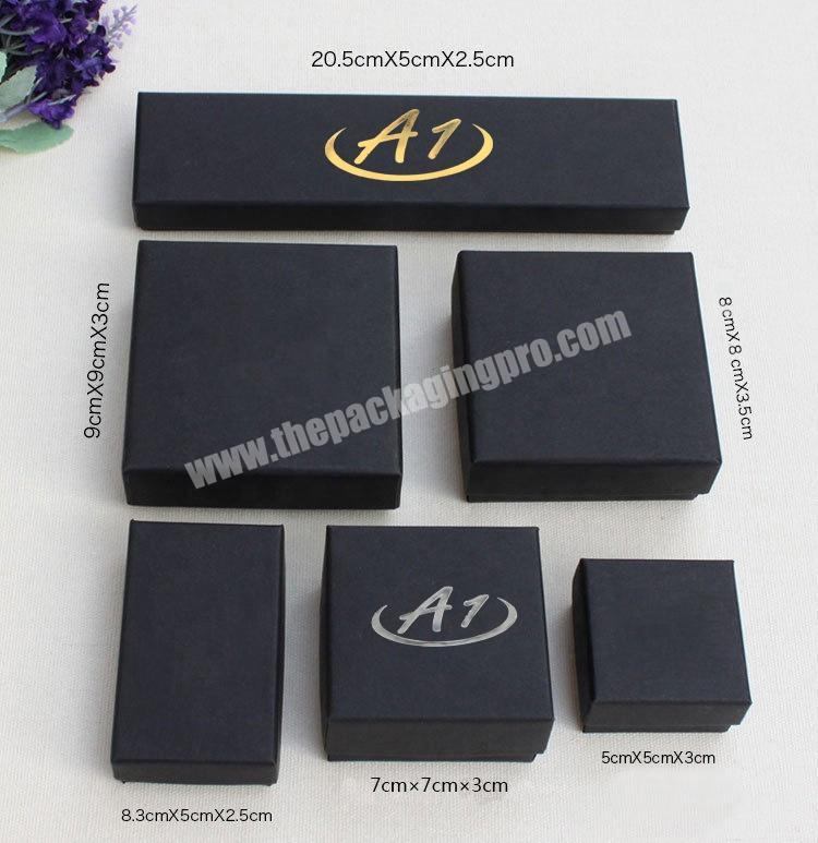 Low price black small present craft gift ring necklace bracelet cufflink  paper jewelry box for packaging