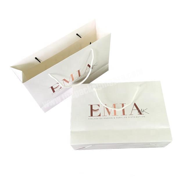 Factory Wholesale White Matte Lamination Private Label Paper Bags For Shopping Packaging