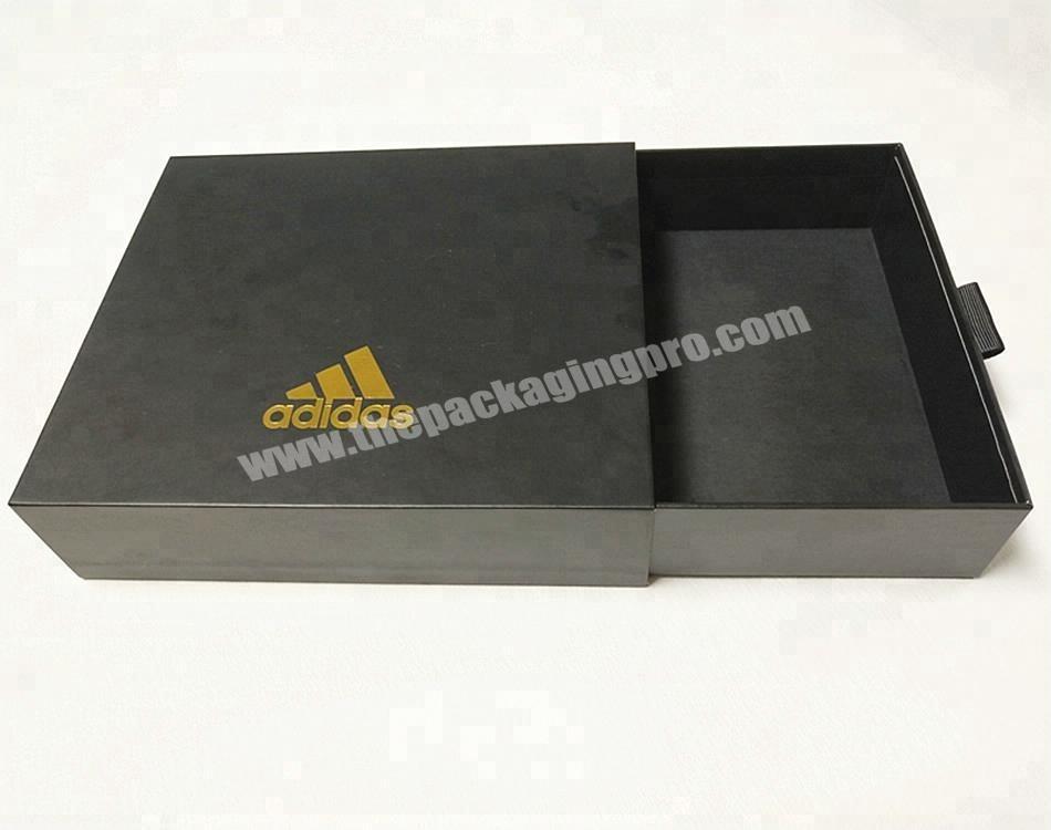 standard cardboard sleeve custom black drawer box matchbox style for apparel gift packaging