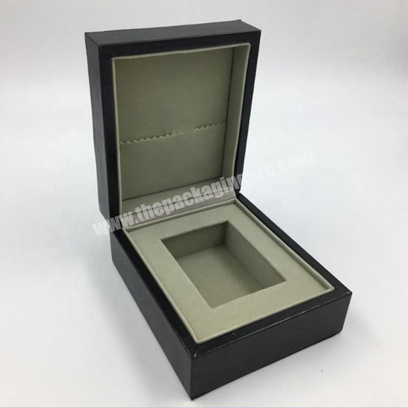 Personalize clamshell luxury wooden black watch box fashion watch box