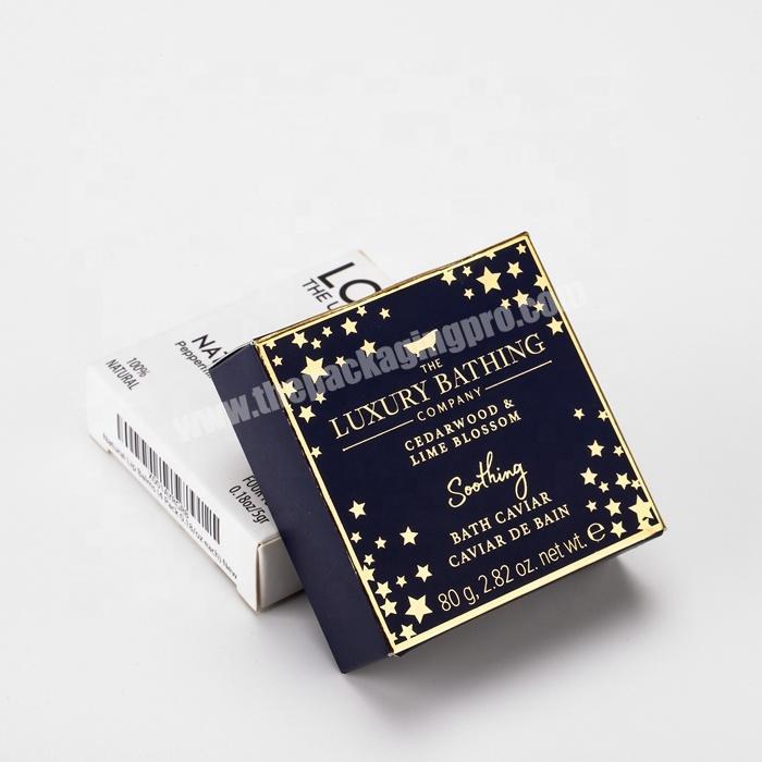 Luxury Soap Box Packaging Black Small Packaging Boxes Custom Logo Single-Color Printing Gold Foil Paper Card Box