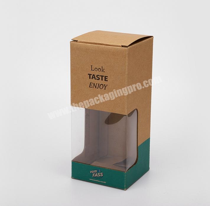 custom design craft paper cakecoffeelipstick brown kraft paper packaging box with clear window