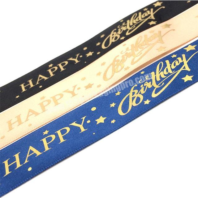 100% polyester New Foil Gold Printed Xmas Grosgrain ribbon Christmas Ribbon For gift Packing