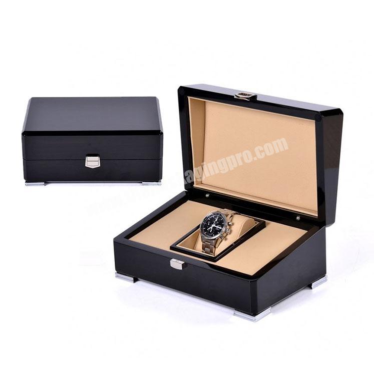 Luxury Custom Logo Piano Black Lacquer Wooden Watch Box For Mens 2020