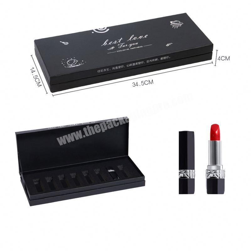Luxury Custom private Label Black  8 10 Lipgloss Set Packaging Paper Box For Gift