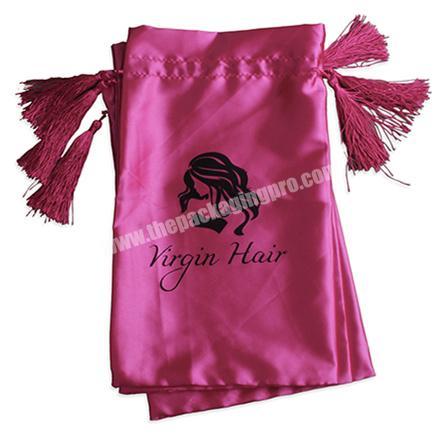Wholesale High Quality HXM Satin Slik Bag With Logo For Hair Extensions Satin Hair Bag