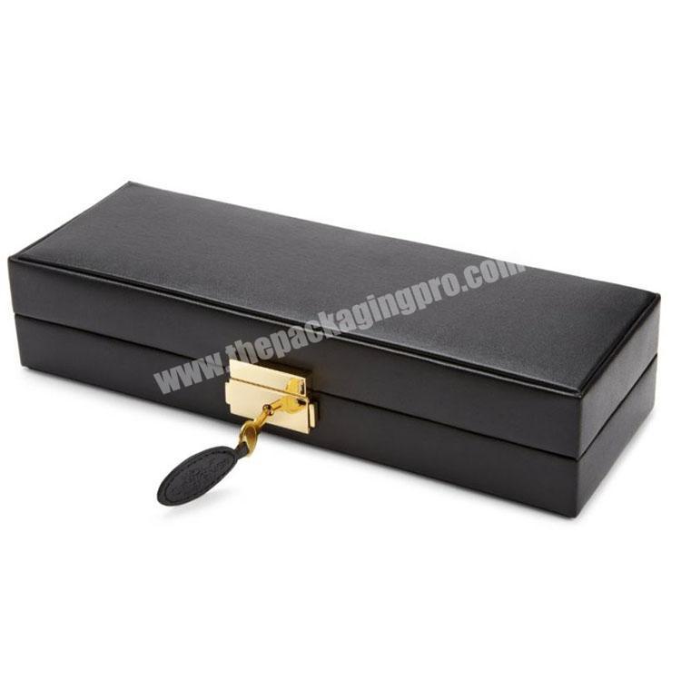 Custom Logo Long Matte Gold Black Jewelry Storage Box With Key Lock