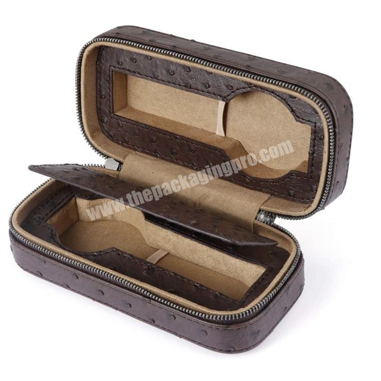 Custom made cheap small 2 grids portable PU leather travel storage watch cases