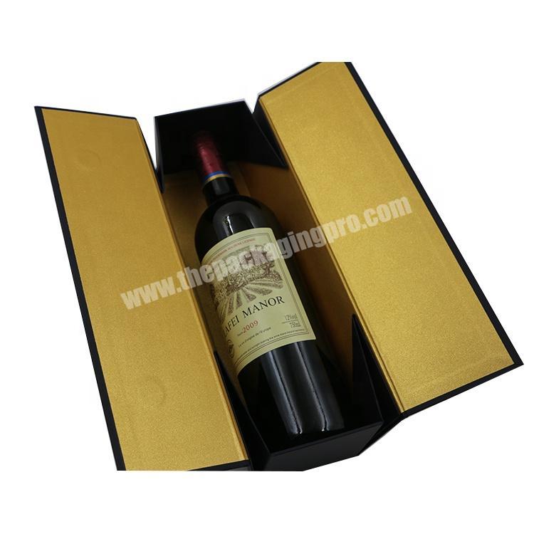 Foldable Black Mini Wine Bottle Gift Box with stamping logo