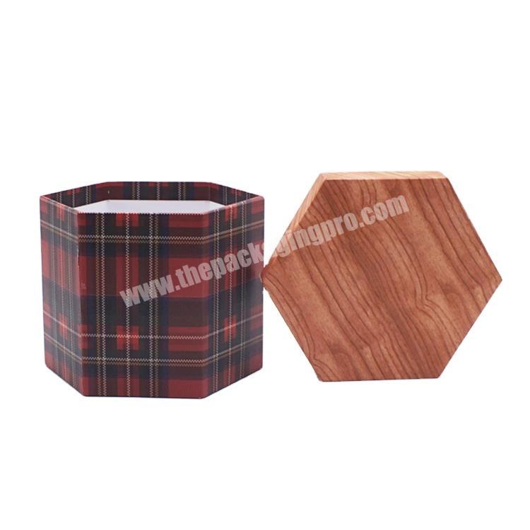 High quality recycle grid empty lid and bottom hexagon packaging paper box