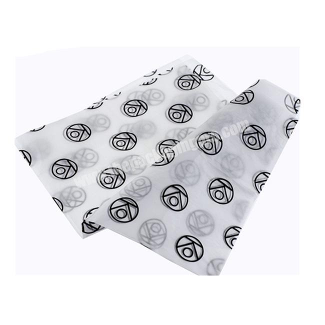 Elegant printed design custom company logo 17gsm white wrapping tissue paper with silver printed name