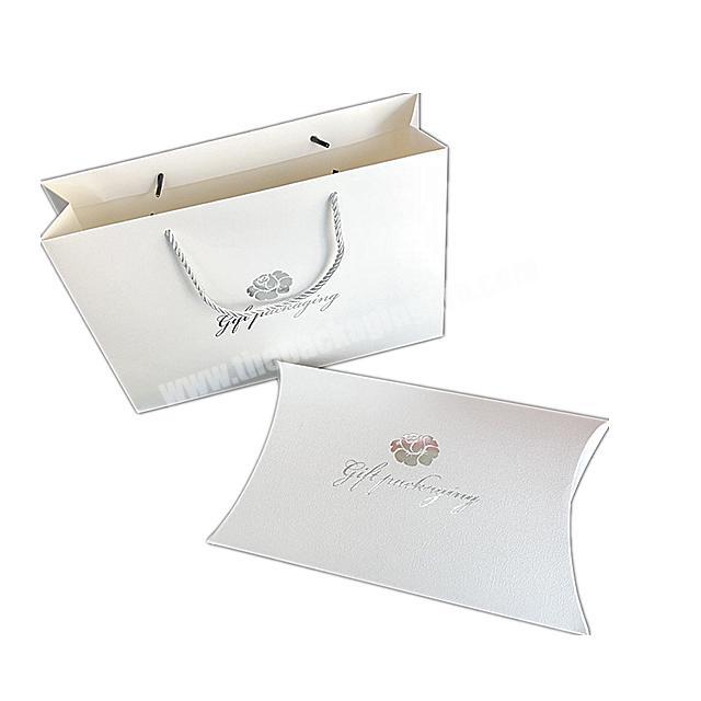 Wholesale custom luxury white matte hot stamping pillow boxes hair extension packaging