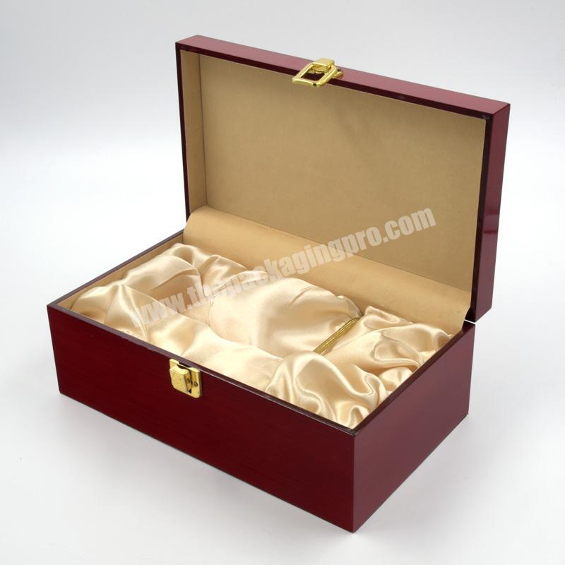 Wine Box With Silk Lining Luxury Lacquwe Wooden Wine Boxes Solid Wine Case