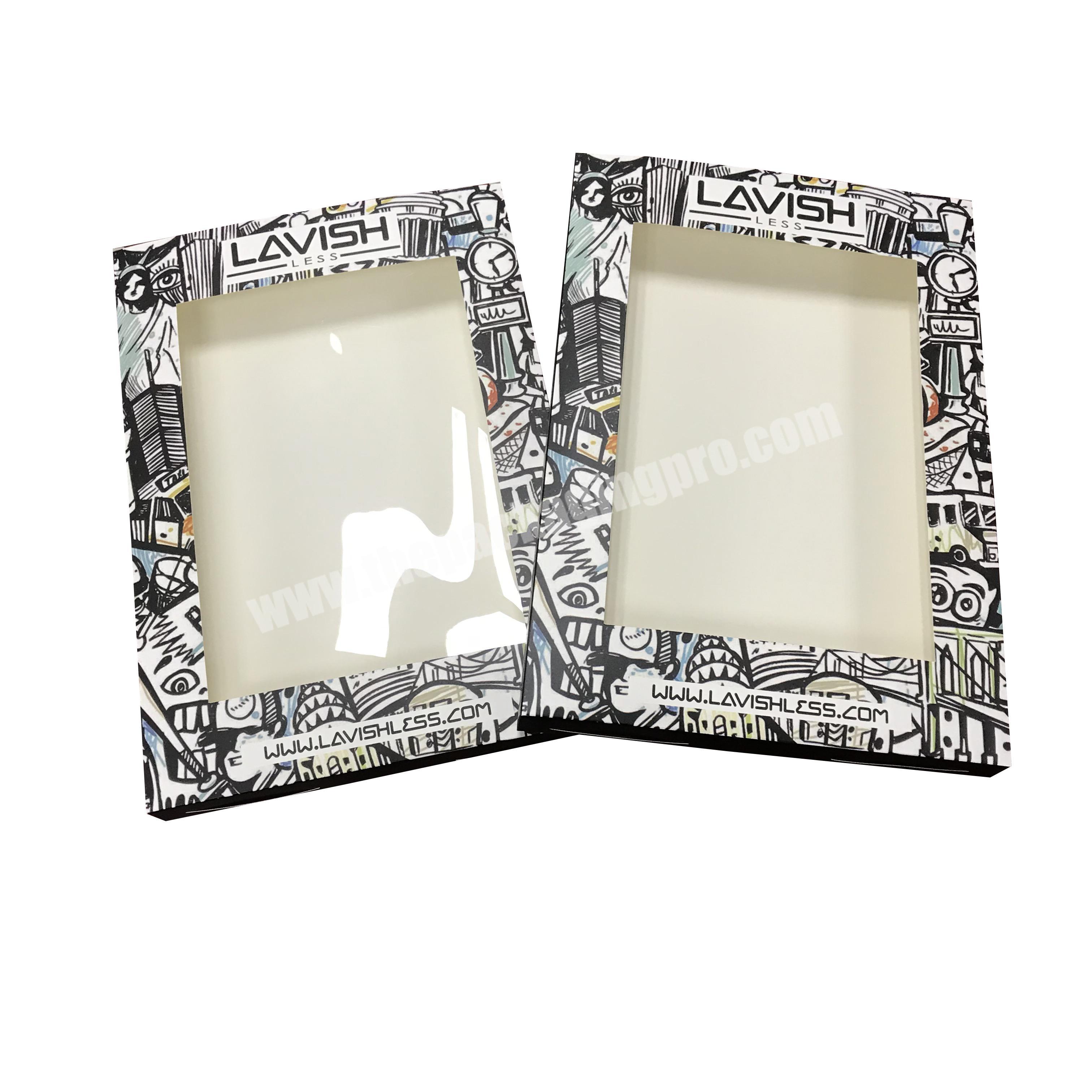 Custom Luxury Elegant Logo Printing Colorful Cloth T-shirt Packaging Folding Paper Box with Clear PVC window