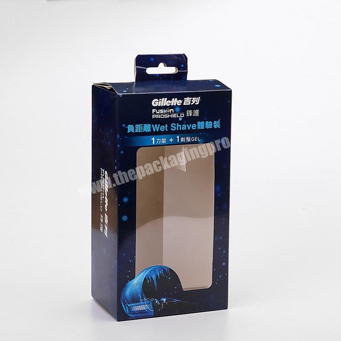 Battery Powered Shaver Packaging Box Clear Window Recycled Paper Electric Shaver Packaging With Hanging Tab