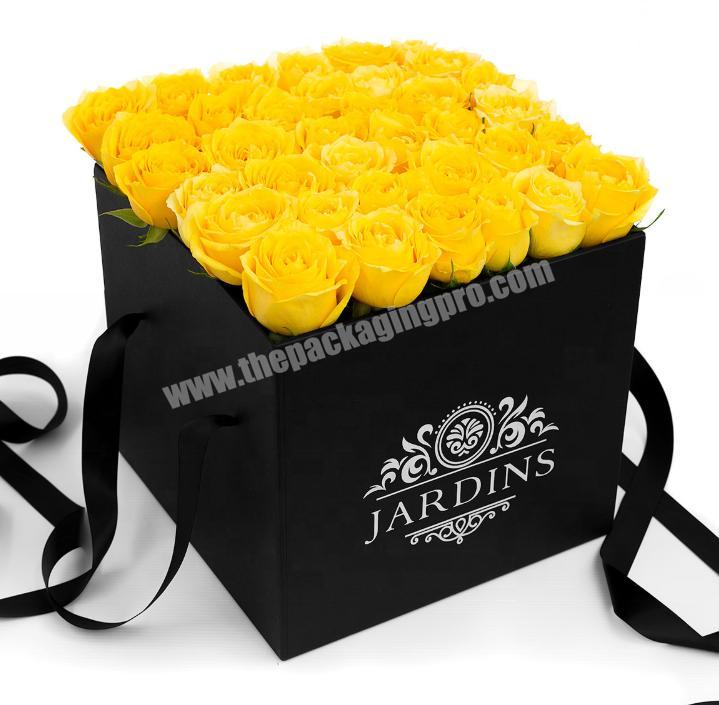 Free sample high quality heart shape luxury black rigid cardboard rose packing for flower lily narcissus tube paper gift box