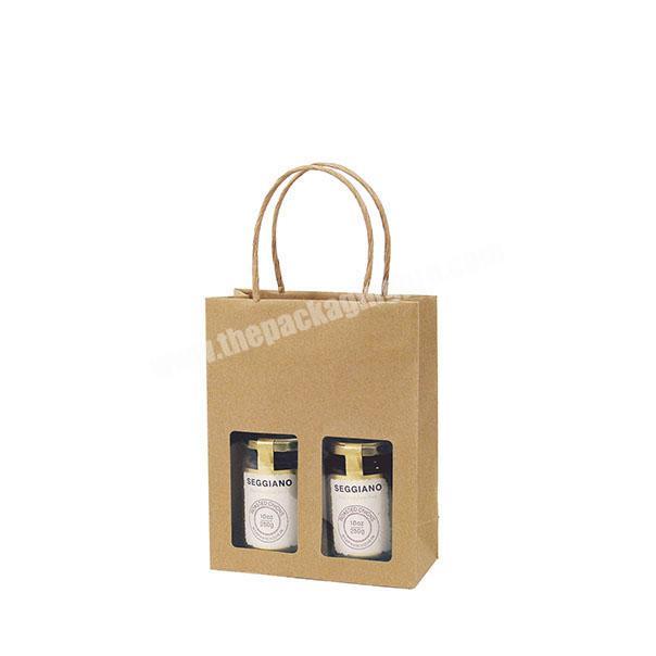 Customized recycled kraft paper bag with clear window hot selling lovely small paper bag