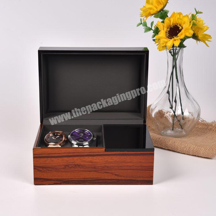 In Stock Wholesale Custom Brown Wooden Couples Watch Gift Box For 2 Piece