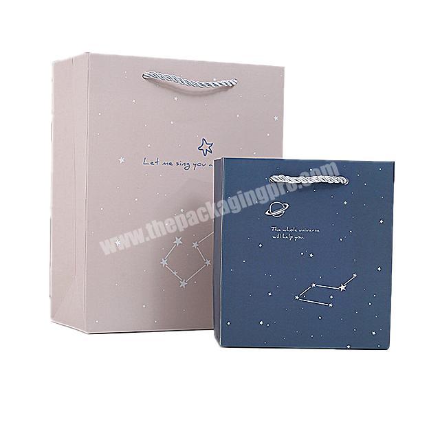 Printing Personalized brand name Most popular bluepink starry sky shoppingbirthday  paper bags