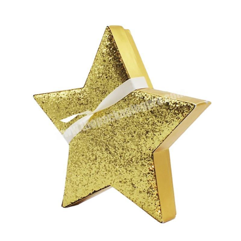 Golden OEM Cardboard Paper Packaging Christmas Gift Box wholesale star shaped box