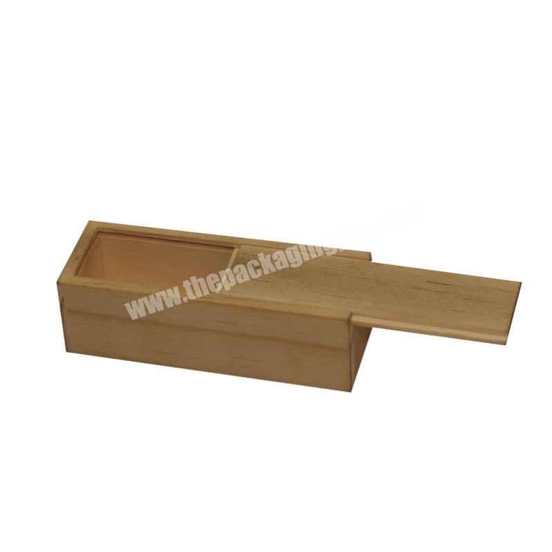 New Product Custom Slide Top Pine wood Single Bottle Wooden Wine Package Box