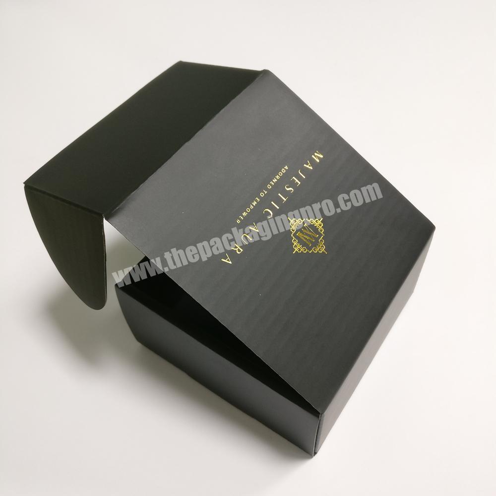 all black single wall small hard corrugated paper flat shipping boxes custom logo
